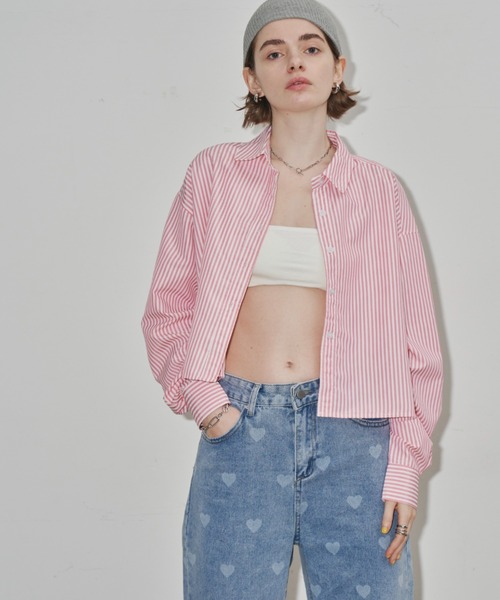 Auntie Rosa Holiday（アンティローザホリデー）の「クロップドレギュラーカラーシャツ（シャツ/ブラウス・レディース・ブルー/ピンク/ネイビー・FREE）」の8枚目の写真