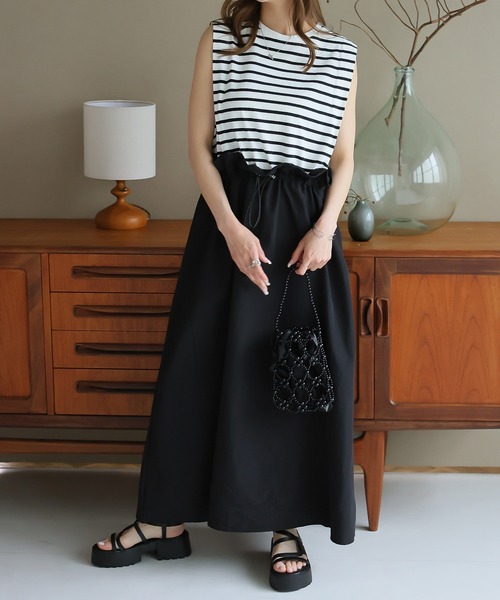 【セール】異素材ドッキングワンピース（ワンピース）｜Doula Doula（ドゥーラドゥーラ）