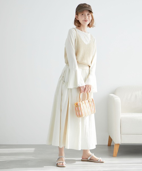 ROPE' PICNIC（ロペピクニック）の「透かし編みルーズレイヤードニットベスト（ベスト・レディース・チャコールグレー/ラベンダー/キナリ・FREE）」の21枚目の写真