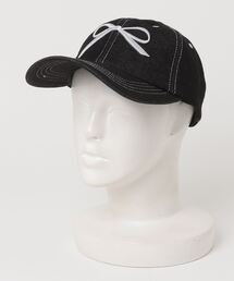 Never mind the XU / Chikashitsu+ | 韓国ファッション nmtc + エヌエムティーシープラス ribbon denim cap リボン ステッチ デニムキャップ デニム ボールキャップ ロゴキャップ 帽子 ストリートファッション 韓国ストリート(キャップ)