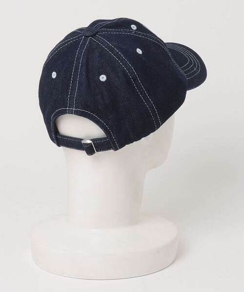 Never mind the XU / Chikashitsu+(ネバーマインド ザ エックスユー / チカシツプラス)の「韓国ファッション nmtc + エヌエムティーシープラス ribbon denim cap リボン ステッチ デニムキャップ デニム ボールキャップ ロゴキャップ 帽子 ストリートファッション 韓国ストリート(キャップ・レディース・ネイビー/ブラック/ホワイト・ONE SIZE)」の4枚目の写真