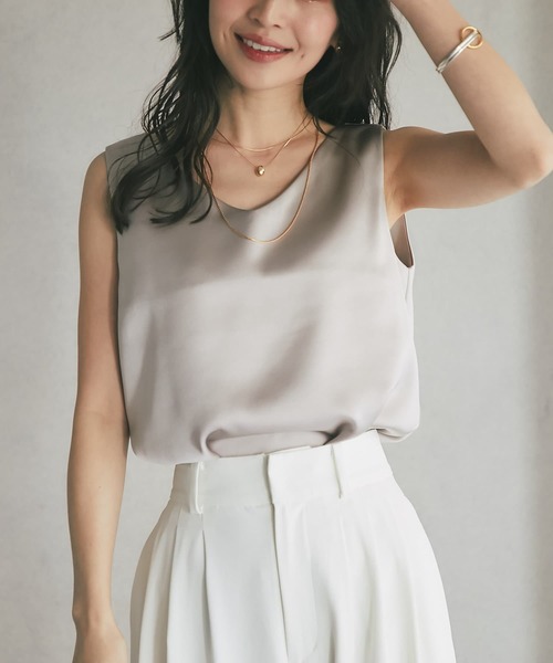 ☆新品タグ付き　サテン2wayタンクトップ　La boutique BonBon La boutique Bonbon タンクトップ ノースリーブ 「miki監修