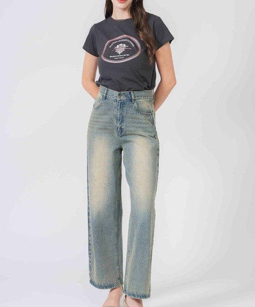 COMMRE（コムル）の「箔プリントフラワーコンパクトTシャツ（Tシャツ/カットソー・レディース・ホワイト/ネイビー/チャコールグレー・FREE）」の6枚目の写真