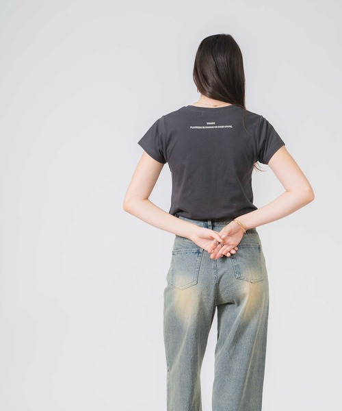 COMMRE（コムル）の「箔プリントフラワーコンパクトTシャツ（Tシャツ/カットソー・レディース・ホワイト/ネイビー/チャコールグレー・FREE）」の5枚目の写真