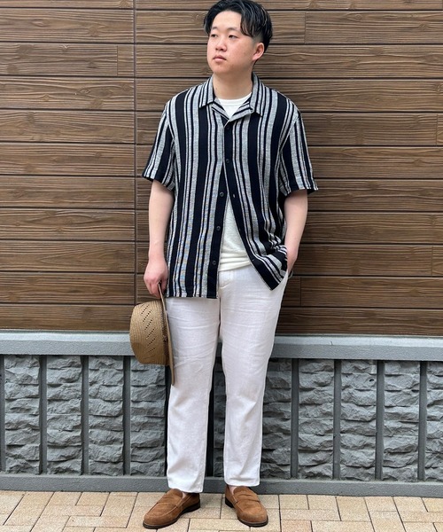 00s Y2K バナナリパブリック コットンリネンストライプスラックス パンツ 00s Y2K バナナリパブリック コットンリネンストライプ