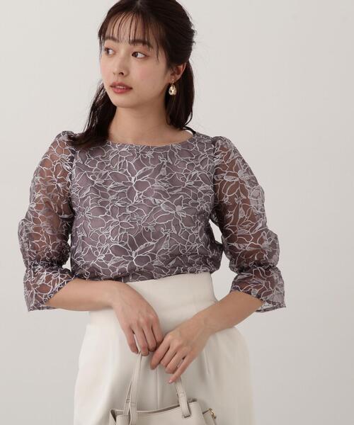 PROPORTION BODY DRESSING（プロポーションボディドレッシング）の「オーガンジーエンブロイダリーブラウス / 1214110422（シャツ/ブラウス・レディース・オフホワイト/ダークグレー/ブルー系その他・SMALL/MEDIUM）」の4枚目の写真