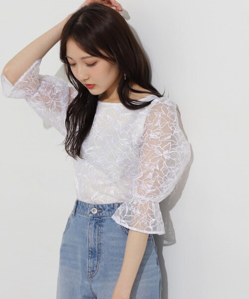 PROPORTION BODY DRESSING（プロポーションボディドレッシング）の「オーガンジーエンブロイダリーブラウス / 1214110422（シャツ/ブラウス・レディース・オフホワイト/ダークグレー/ブルー系その他・SMALL/MEDIUM）」の20枚目の写真