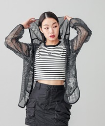 X-girl | GLITTER MESH ZIP UP HOODIE(パーカー)