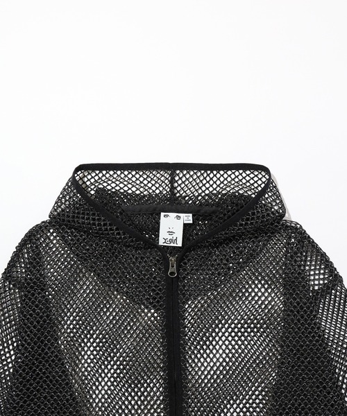 X-girl（エックスガール）の「GLITTER MESH ZIP UP HOODIE（パーカー・レディース・ブラック/オレンジ・ONE SIZE）」の12枚目の写真