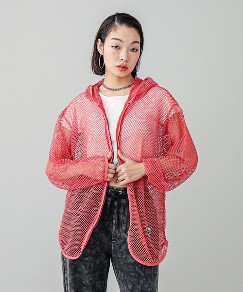 X-girl（エックスガール）の「GLITTER MESH ZIP UP HOODIE（パーカー・レディース・ブラック/オレンジ・ONE SIZE）」の16枚目の写真