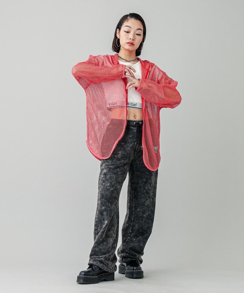 X-girl（エックスガール）の「GLITTER MESH ZIP UP HOODIE（パーカー・レディース・ブラック/オレンジ・ONE SIZE）」の18枚目の写真