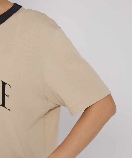 BABYLONE（バビロン）の「CAMILLEバイカラーTシャツ（Tシャツ/カットソー・レディース・ブラウン/ライトベージュ/ネイビー・フリー）」の9枚目の写真