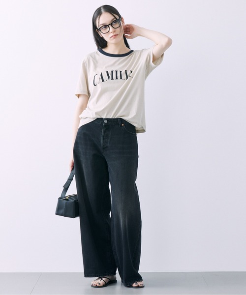 BABYLONE（バビロン）の「CAMILLEバイカラーTシャツ（Tシャツ/カットソー・レディース・ブラウン/ライトベージュ/ネイビー・フリー）」の14枚目の写真