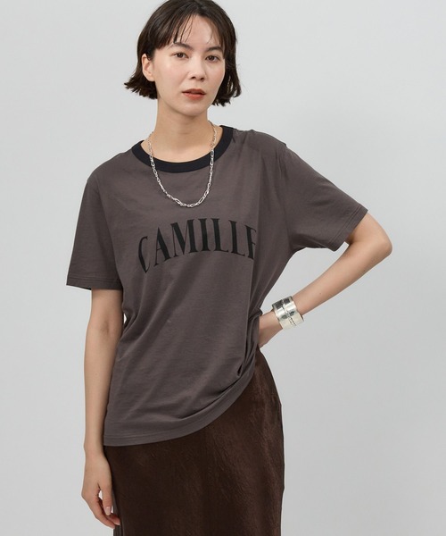 BABYLONE（バビロン）の「CAMILLEバイカラーTシャツ（Tシャツ/カットソー・レディース・ブラウン/ライトベージュ/ネイビー・フリー）」の16枚目の写真