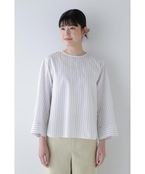 human woman(ヒューマンウーマン)の「◆ドビーロンストブラウス(シャツ/ブラウス・レディース・ダークオリーブ/チャコールグレー・MEDIUM)」の10枚目の写真