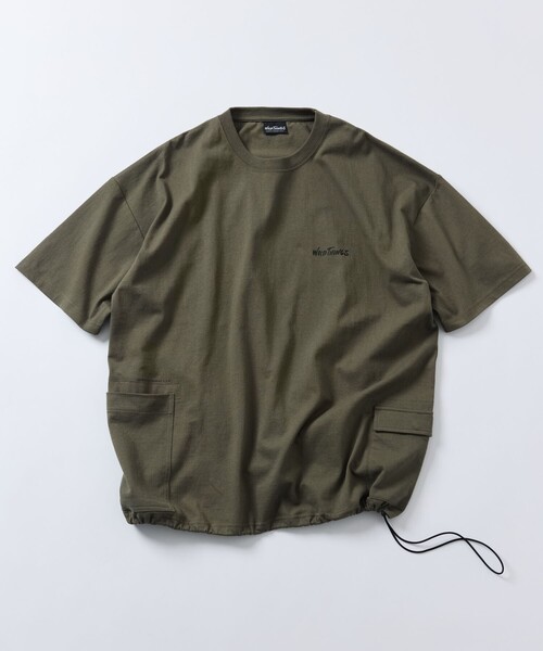 FREAK'S STORE（フリークスストア）の「限定展開 WILD THINGS×FREAK'S STORE/ワイルドシングス 別注 ビッグシルエット サイドポケット クルーネックTシャツ（Tシャツ/カットソー・メンズ・ホワイト/オリーブ/ベージュ/ブラック・SMALL/MEDIUM/LARGE）」の15枚目の写真