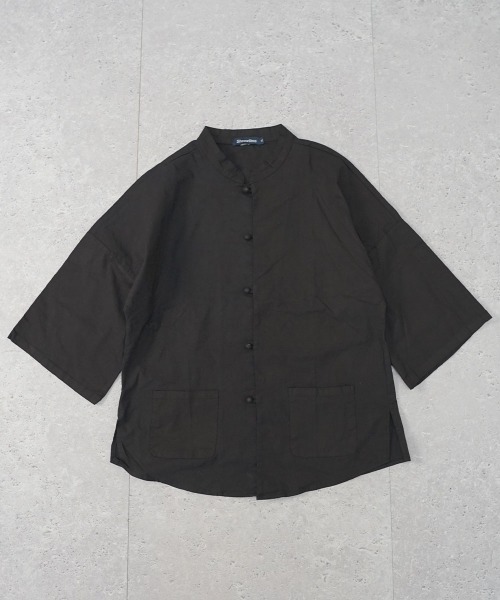 Shoowtime（ショウタイム）の「オーバーサイズバンドカラーチャイナシャツ（シャツ/ブラウス・メンズ・ホワイト/ブラック/ナチュラル/ネイビー・X-LARGE/LARGE/MEDIUM）」の13枚目の写真