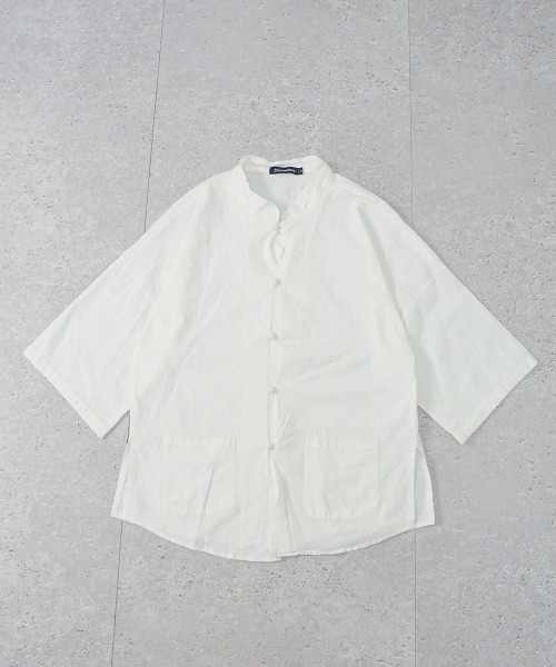 Shoowtime（ショウタイム）の「オーバーサイズバンドカラーチャイナシャツ（シャツ/ブラウス・メンズ・ホワイト/ブラック/ナチュラル/ネイビー・X-LARGE/LARGE/MEDIUM）」の15枚目の写真