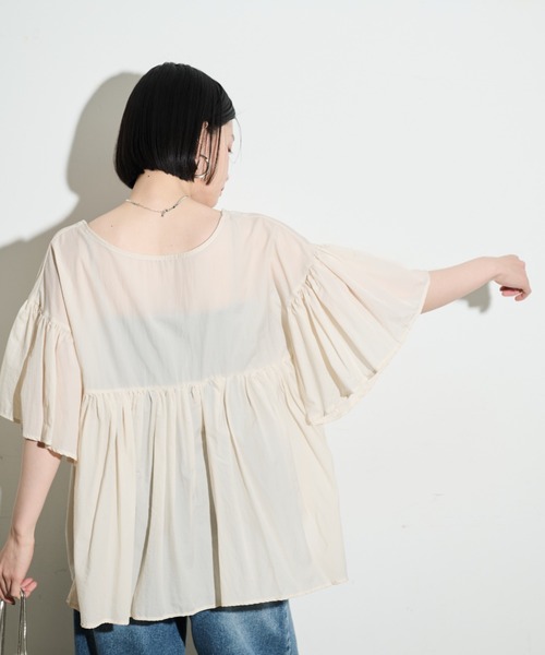 Shelly island（シェリーアイランド）の「2WAYギャザーブラウス（シャツ/ブラウス・レディース・ブラック/ベージュ・FREE）」の12枚目の写真