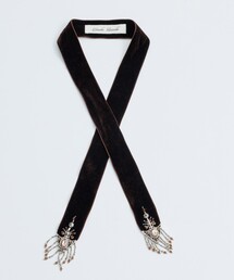tanakadaisuke | 【tanakadaisuke/タナカダイスケ】crystal silver tip velvet long ribbon(バレッタ/ヘアクリップ)