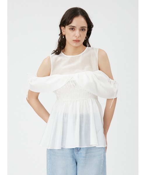 FRAY I.D（フレイアイディー）の「オフショルペプラムブラウス（シャツ/ブラウス・レディース・クリーム/ホワイト/ブラック・FREE）」の9枚目の写真