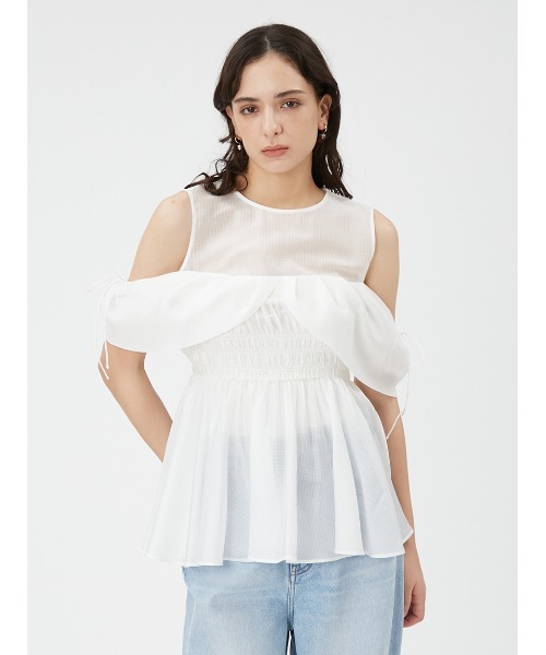 FRAY I.D（フレイアイディー）の「オフショルペプラムブラウス（シャツ/ブラウス・レディース・クリーム/ホワイト/ブラック・FREE）」の18枚目の写真