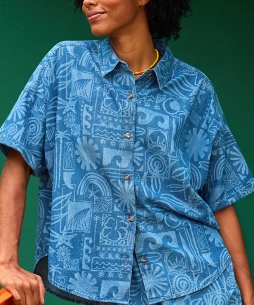 ROXY(ロキシー)の「BEACH NOSTALGIA DENI/ロキシー半袖総柄シャツ(シャツ/ブラウス・レディース・ブルー・SMALL/MEDIUM/X-SMALL)」の12枚目の写真