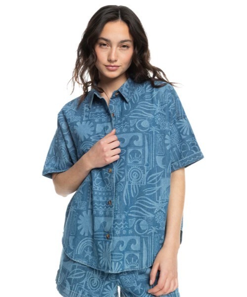 ROXY(ロキシー)の「BEACH NOSTALGIA DENI/ロキシー半袖総柄シャツ(シャツ/ブラウス・レディース・ブルー・SMALL/MEDIUM/X-SMALL)」の6枚目の写真