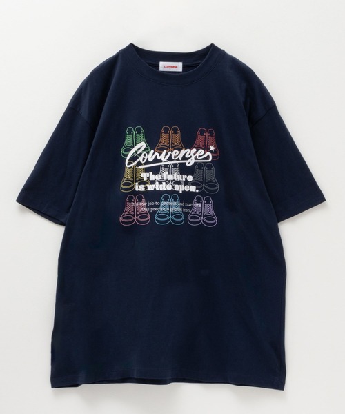 CONVERSE(コンバース)の「CONVERSE カラフルシューズプリントBIGTシャツ(Tシャツ/カットソー・レディース・チャコールグレー/ネイビー/オートミール・M/L)」の19枚目の写真
