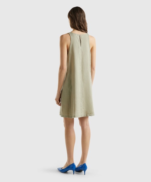 BENETTON (UNITED COLORS OF BENETTON)（ベネトンユナイテッドカラーズオブベネトン）の「リネン100％ノースリーブミニワンピース（ワンピース・レディース・カーキ/ピンクベージュ/イエロー・XX-SMALL/X-SMALL/MEDIUM/SMALL）」の9枚目の写真