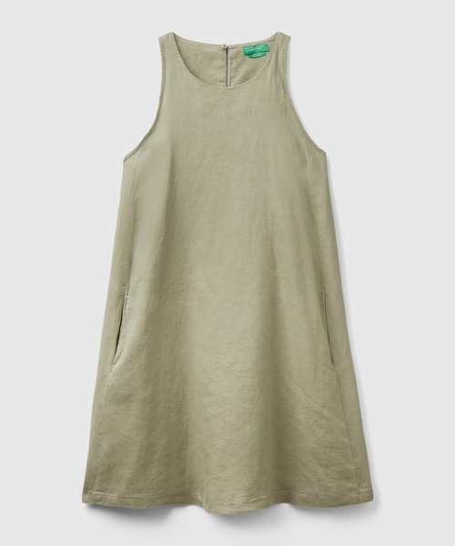 BENETTON (UNITED COLORS OF BENETTON)（ベネトンユナイテッドカラーズオブベネトン）の「リネン100％ノースリーブミニワンピース（ワンピース・レディース・カーキ/ピンクベージュ/イエロー・XX-SMALL/X-SMALL/MEDIUM/SMALL）」の11枚目の写真