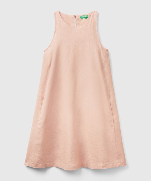 BENETTON (UNITED COLORS OF BENETTON)（ベネトンユナイテッドカラーズオブベネトン）の「リネン100％ノースリーブミニワンピース（ワンピース・レディース・カーキ/ピンクベージュ/イエロー・XX-SMALL/X-SMALL/MEDIUM/SMALL）」の7枚目の写真