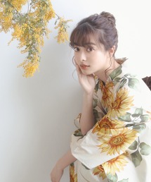 1人で簡単着付け セパレート 浴衣 4点セット( セパレート浴衣 + 帯 + 下駄 + 肌着 ) AB