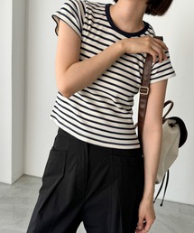 CANAL JEAN | Are.(アー) パイピングボーダーコンパクト半袖Tシャツ(Tシャツ/カットソー)