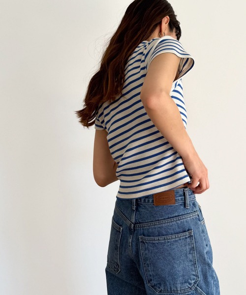 CANAL JEAN(キャナルジーン)の「Are.(アー) パイピングボーダーコンパクト半袖Tシャツ(Tシャツ/カットソー・レディース・ネイビー/ブルー・ONE SIZE)」の8枚目の写真