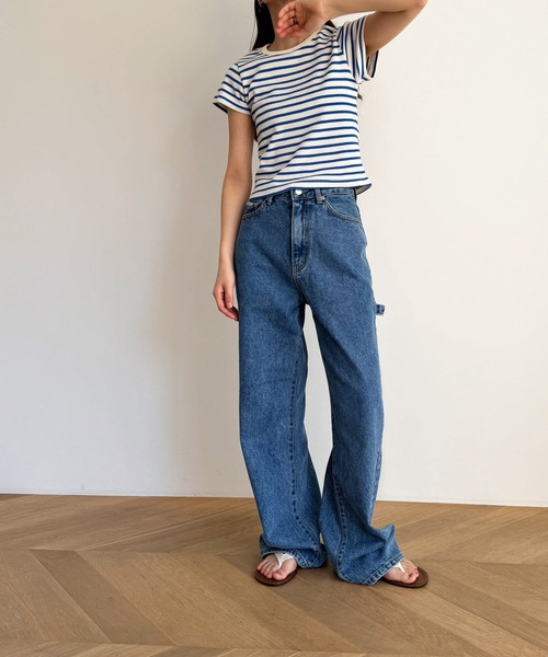 CANAL JEAN(キャナルジーン)の「Are.(アー) パイピングボーダーコンパクト半袖Tシャツ(Tシャツ/カットソー・レディース・ネイビー/ブルー・ONE SIZE)」の9枚目の写真