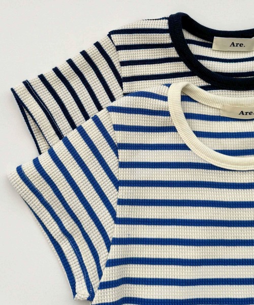 CANAL JEAN(キャナルジーン)の「Are.(アー) パイピングボーダーコンパクト半袖Tシャツ(Tシャツ/カットソー・レディース・ネイビー/ブルー・ONE SIZE)」の15枚目の写真