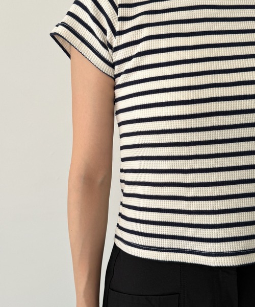 CANAL JEAN(キャナルジーン)の「Are.(アー) パイピングボーダーコンパクト半袖Tシャツ(Tシャツ/カットソー・レディース・ネイビー/ブルー・ONE SIZE)」の3枚目の写真