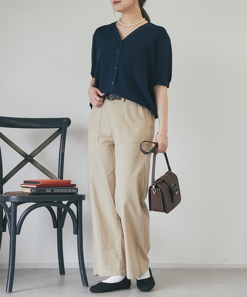 un dix cors(アンディコール)の「5分袖ニットカーディガン(カーディガン/ボレロ・レディース・ホワイト/ネイビー/レッド/グリーン・FREE)」の15枚目の写真