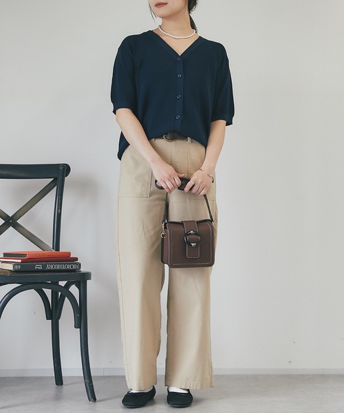 un dix cors(アンディコール)の「5分袖ニットカーディガン(カーディガン/ボレロ・レディース・ホワイト/ネイビー/レッド/グリーン・FREE)」の18枚目の写真