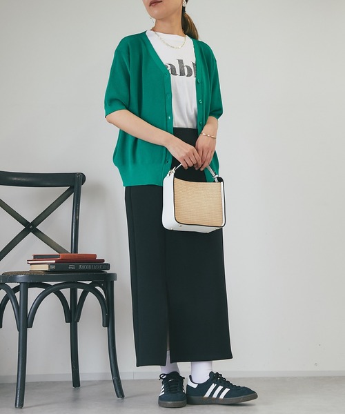 un dix cors(アンディコール)の「5分袖ニットカーディガン(カーディガン/ボレロ・レディース・ホワイト/ネイビー/レッド/グリーン・FREE)」の8枚目の写真