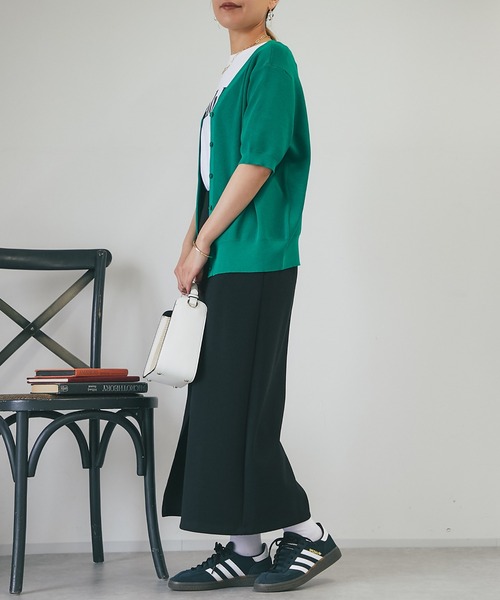 un dix cors(アンディコール)の「5分袖ニットカーディガン(カーディガン/ボレロ・レディース・ホワイト/ネイビー/レッド/グリーン・FREE)」の6枚目の写真