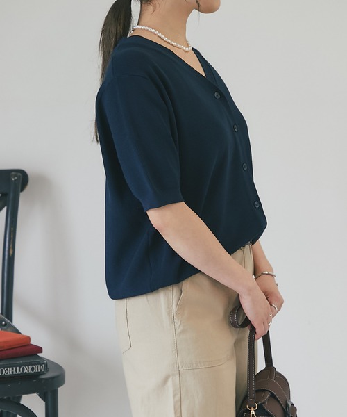 un dix cors(アンディコール)の「5分袖ニットカーディガン(カーディガン/ボレロ・レディース・ホワイト/ネイビー/レッド/グリーン・FREE)」の21枚目の写真