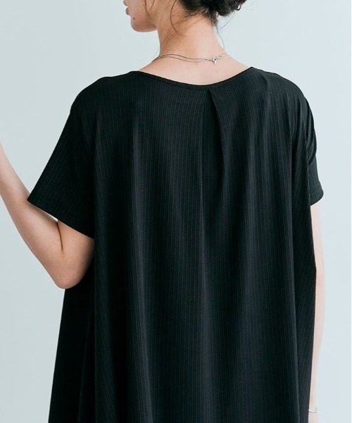 kirakiraShop(キラキラショップ)の「前後ヘム プリーツ ストレッチ 半袖 トップス(Tシャツ/カットソー・レディース・ブラウン/ダークグリーン/モカ/ライトグレー/ブラック/ネイビー・L/M)」の11枚目の写真