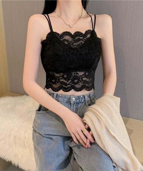 SHEENA（シーナ）の「【カップ付】ダブルストラップレースキャミソール（キャミソール・レディース・ホワイト/ブラック・M）」の10枚目の写真