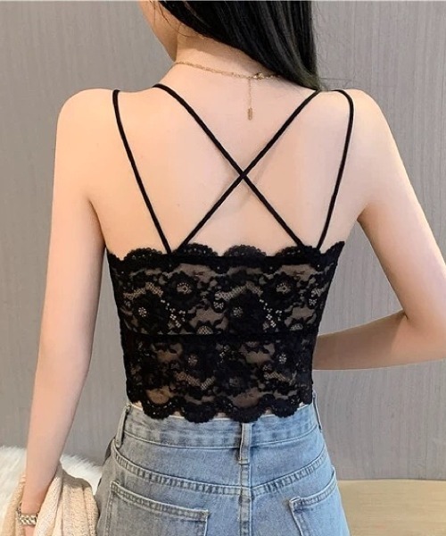 SHEENA（シーナ）の「【カップ付】ダブルストラップレースキャミソール（キャミソール・レディース・ホワイト/ブラック・M）」の13枚目の写真