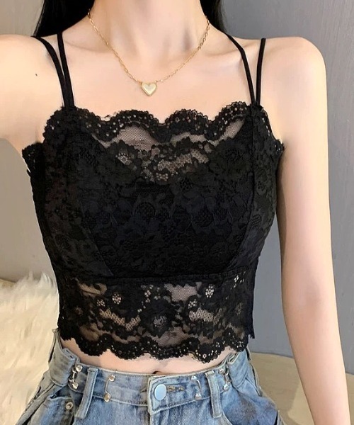 SHEENA（シーナ）の「【カップ付】ダブルストラップレースキャミソール（キャミソール・レディース・ホワイト/ブラック・M）」の14枚目の写真