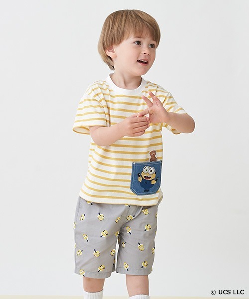 petit main（プティマイン）の「【ミニオン】アソートハーフパンツ（チノパンツ・キッズ・サックスブルー/グレー/ラベンダー/ライトベージュ・80ｃｍ/90cm/100cm/120cm/130cm/110cm）」の5枚目の写真