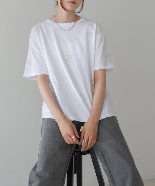 Bab(バブ)の「リボンパールTシャツ(Tシャツ/カットソー・レディース・ホワイト/ブラック/グレー・FREE)」の8枚目の写真