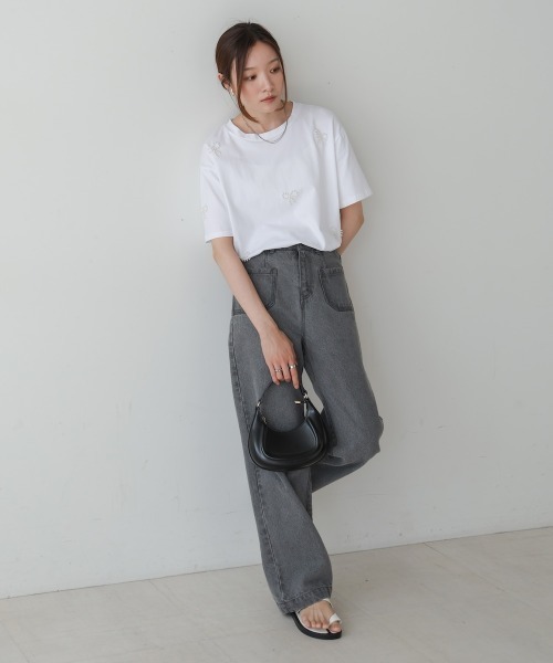 Bab(バブ)の「リボンパールTシャツ(Tシャツ/カットソー・レディース・ホワイト/ブラック/グレー・FREE)」の12枚目の写真
